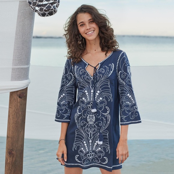 Sundance Palace NWOT Beaded and Embroidered Tassle Coverup Tunic size M - Picture 2 of 9